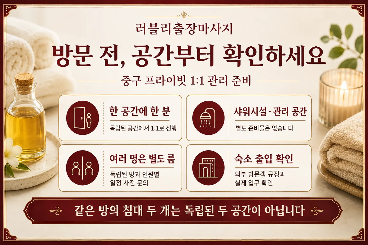 한 공간에 한 분, 샤워시설과 관리 공간, 여러 명은 별도 룸, 숙소 출입 확인